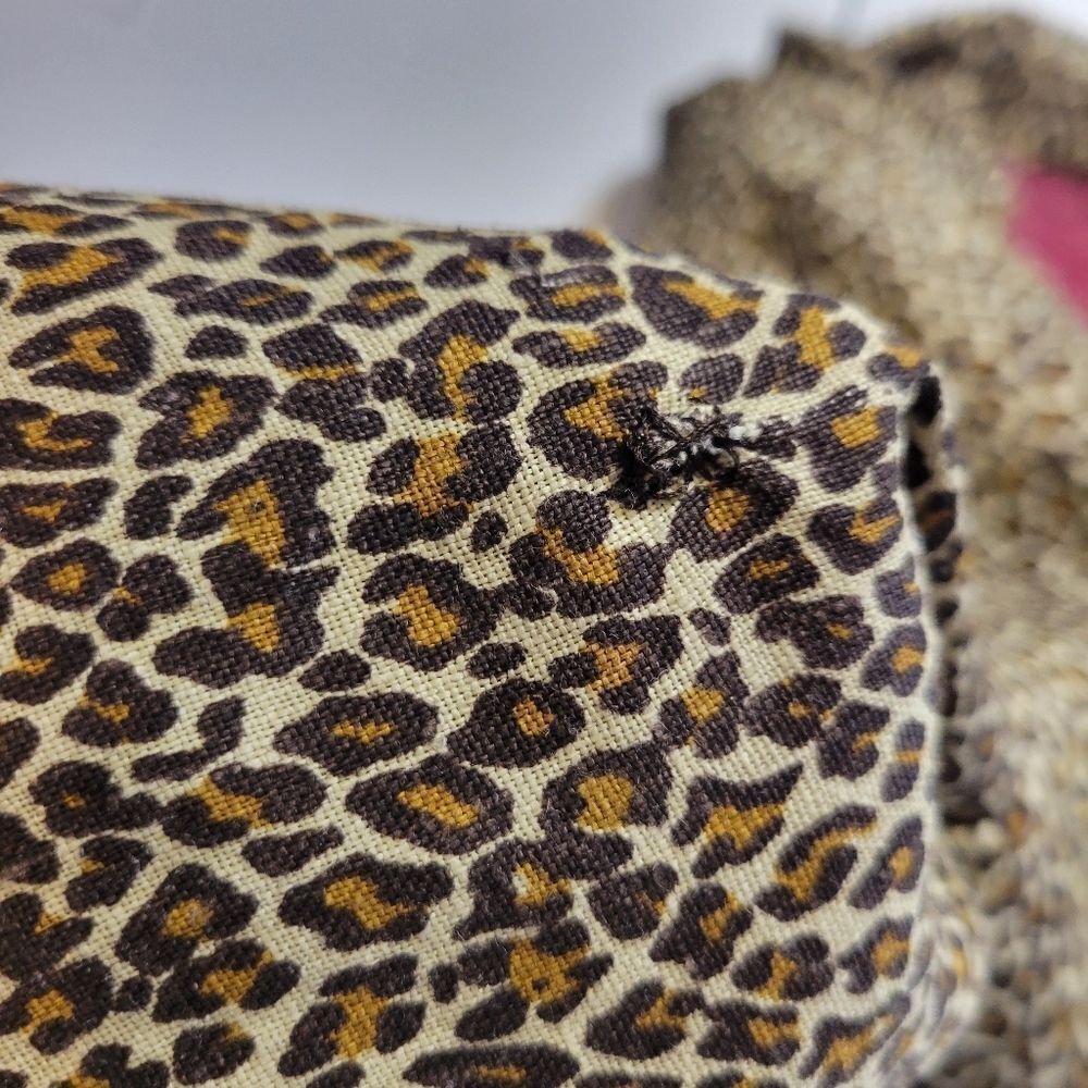 Tasha Polizzi Trench Coat Vintage Linen Leopard Print Double Breasted - Picture 9 of 13